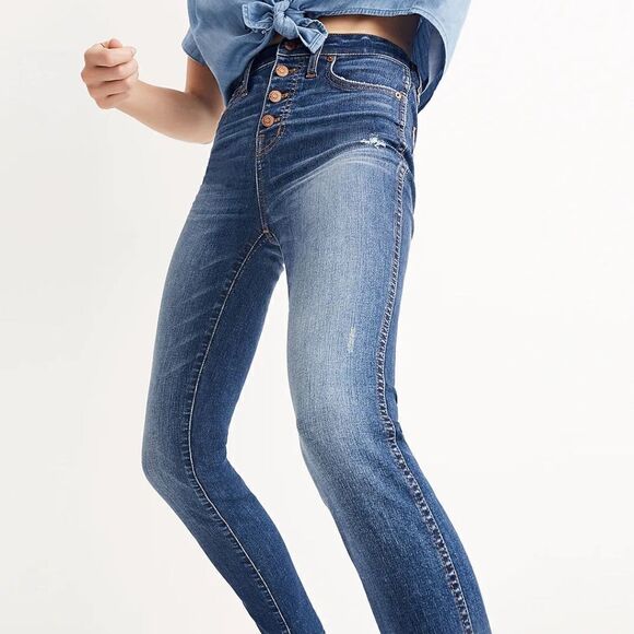 NWOT Women's Madewell 10" High Rise Skinny Jeans with Drop‎ Hem Size 27 - Picture 1 of 7
